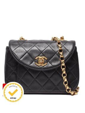 Chanel Chain Shoulder Bag Mini Quilted Gold Lambskin